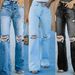 Women's Clothing High Waist Temperament Washed Ripped Casual Denim Trousers_mkmklike.com