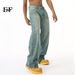 EF JEANS | 2024 New American Personality Retro Old Gradual Change Loose Wide Leg Jeans Men Old Green_mkmklike.com
