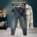 Men's Clothing Embroidery Printed Jeans Men's Autumn New Style Pants Thick Style Trendy Brand Elastic Slim High End Pants_mkmklike.com