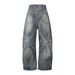 Men's Clothing Washed Distressed Patchwork Jeans Men's Niche High Street Scimitar Pants Loose Trousers_mkmklike.com