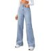K Women's Elastic Loose Straight Leg Jeans_mkmklike.com