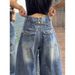 Vintage Flared Jeans For Women - High Waist Wide Leg Trousers, Plus Size Comfort Fit, Retro Denim Pants For Autumn_mkmklike.com