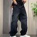 "Men's Distressed Black Denim Pants – Vintage Washed Relaxed Fit, Retro Streetwear | Grunge Aesthetic, Oversized Boyfriend Jeans"_mkmklike.com