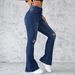 Spring 2025 High Waist Stretchy American Retro Denim Jeans Women's Micro Flared Long Pants Torn Hole Casual Female Attire_mkmklike.com