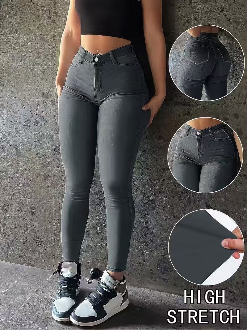 Cross-border Foreign Trade In Europe And America, Stretchy Gray Skinny Jeans, Classic Five-pocket Style, Popular_mkmklike.com