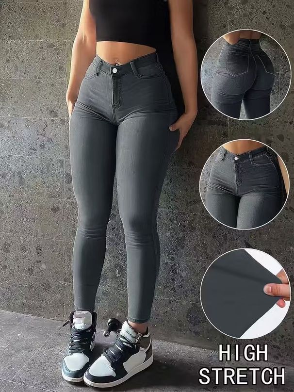 Cross-border Foreign Trade In Europe And America, Stretchy Gray Skinny Jeans, Classic Five-pocket Style, Popular_mkmklike.com