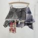 American Retro Plaid Patchwork Design Spring And Summer New High Waist A Line Denim Irregular Skirt Women's Trend _mkmklike.com