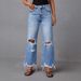 2025 New Ripped Fringed Jeans Women's Clothing Personalized Street High Waist Straight Tube_mkmklike.com