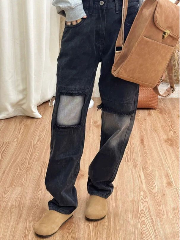 Men's Clothing Straight Jeans Loose Versatile Trendy Casual Trousers High Waist Elastic Harem Pants_mkmklike.com