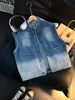 Summer American Style Ripped Denim Vest Sleeveless Tank Top Stand up Collar Cotton Workwear Jacket Trendy_mkmklike.com
