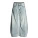 American Street Style Vintage Washed Denim Scimitar Men's Loose Wide-Leg Oversized Sickle Casual Dad Long Pants_mkmklike.com