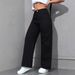 American-style Wide-leg Denim Pants For Women, 2025 Spring New Model, Washed, Loose, Slimming, Straight-leg,_mkmklike.com