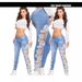 Women's Clothing New Sexy Lace Hollow Lace Jeans Women_mkmklike.com
