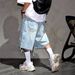 Cross-border Foreign Trade American Style Street Cool Denim For Men, Trendy Brand Loose Straight Five-point Shorts_mkmklike.com