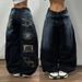 Men's Clothing Black Wide Leg Jeans For Couples, Mid-Rise Straight Denim Pants With Soft Drape, Comfortable Cotton Fabric For Casual Wear_mkmklike.com