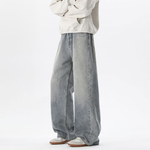 American Retro Washed Gradient Straight-leg Jeans Men, Autumn And Winter, Plus Size, Extended Length For Tall_mkmklike.com