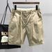 Men's Ice Silk Thin Denim Shorts Summer Loose Casual Khaki Outer Wear Elastic Waist Stretch_mkmklike.com