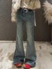 Plus Size Vintage Flare Jeans For Women – Stretchy High-Waisted Rhinestone Embellished Bootcut Denim Pants (Blue, S-3XL)_mkmklike.com