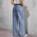 Vintage Washed High-Waisted Jeans – Cherry Blossom Embroidery & Stretch Fit For Women_mkmklike.com