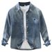 Trendy Denim Long Sleeved Shirt, Men's Embroidered Versatile Artistic Casual Loose Top_mkmklike.com