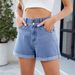Women's Clothing Washed Classic Loose Curling Casual Denim Shorts_mkmklike.com