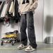 Men's Multi Pocket Cargo Jeans Straight Leg Loose Fit Versatile Wide Leg Trousers American High Street Style Washed Retro Cool_mkmklike.com