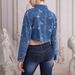 Women's Jacquard Bow Tie Denim Jacket - Sweet & Cool Short Cropped Casual Top With European Style Fashion Trends_mkmklike.com