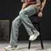 New High Street Micro-speaker Jeans Men's Straight Tube Loose, High-end Cotton Bullet + YYK + Double Zipper_mkmklike.com