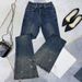 Women's Clothing High-Waisted Rhinestone Denim Jeans Black Slim Fit Long Pants With Frayed Edges Stretch Spring Autumn Fashion_mkmklike.com
