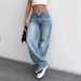 Women's High Waist Wide Leg Jeans - Summer Lightweight Stretchy Denim Pants For Pear Shape, Loose Fit Comfort, Trendy Streetwear_mkmklike.com