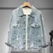 Foreign Trade High Street Distressed Denim Men's Trendy Printed Casual Jacket Spring And Autumn American Style Loose_mkmklike.com