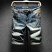 Suitable For All Seasons Suitable For All Seasons High-Quality Spring/Summer New Ripped Denim Men's Stretch Trendy Slim Fit Five-Point Shorts_mkmklike.com