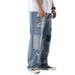 Trendy Brand Perforated Men's Jeans Loose And Straight Sleeves, Made Of Old Stickers, Beggars' Pants With Hip-Hop Edges_mkmklike.com