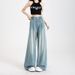 Women's Tencel Jeans, Summer Thin Style, 2025 New Model, Wide-Leg, Elastic Waist, Loose Fit, Petite Size, Draped,_mkmklike.com