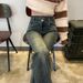 Cement Gray Flared Jeans Women, Spring And Autumn 2024 New Style, High-waisted, Slim-fit, Stretchy Bell-bottom Pants For_mkmklike.com
