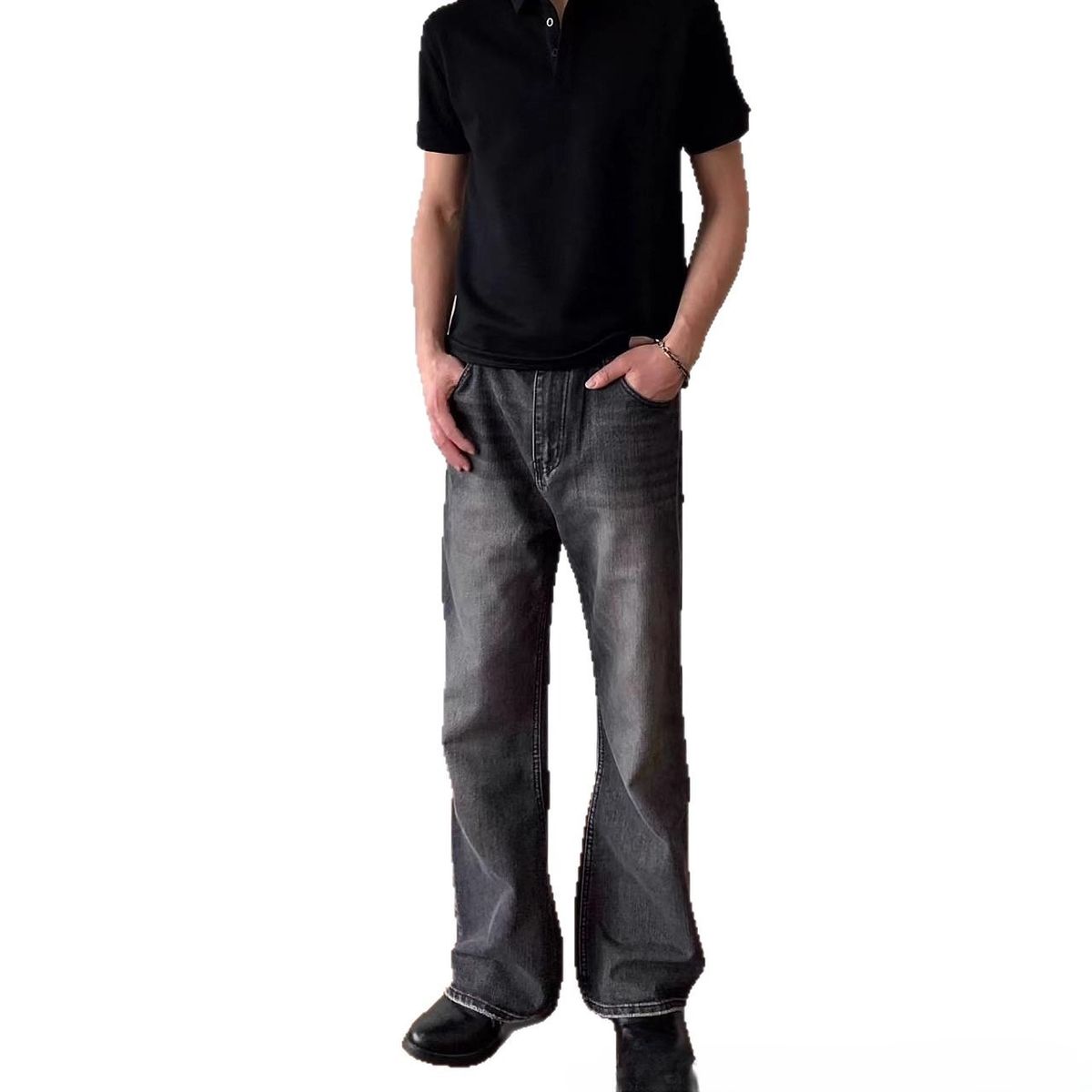 Men's Clothing Flared 517 Jeans For Men Washed Vintage Distressed Cleanfit Straight Leg_mkmklike.com