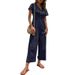 Women's casual commuting nine-point pants summer wide-leg jumpsuit women_mkmklike.com