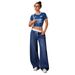 Women's Fleece Lined Denim Jeans Style Autumn Winter Drawstring Wide Leg Trousers Elegant Commuting Everyday_mkmklike.com