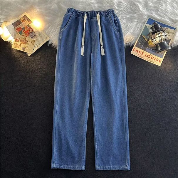 Men's Retro Wide Leg Casual Pants - Loose Fit Straight Leg Trousers For Spring Autumn Summer - Black & Blue Cotton Comfort_mkmklike.com