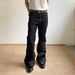 Vintage Black Flared Jeans – 90s Retro Wide-Leg Trousers (Unisex Distressed Denim With Draping Effect)_mkmklike.com