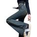 Cement Gray Flared Jeans Women, High-waisted, 2025 Autumn And Winter, Stretchy, Fleece-lined, Thickened, Slim-fit,_mkmklike.com