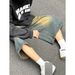 Unisex Washed Distressed Wide Leg Cropped Jeans American Retro Summer Neutral Straight Loose Fit_mkmklike.com