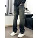 Vintage Washed Denim Jeans For Teens - High Waist, Loose Fit, Straight Leg, Casual Streetwear (S-3XL)_mkmklike.com