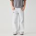 Men's Summer Comfortable Soft Double Yarn Gray Jeans Ripped Design Trendy High End Versatile Flowy Wide Leg Mid Waist Cotton Pants_mkmklike.com