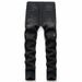 Pure Jeans From Europe And America, New Cross-Border Elastic Black Pants, Slim Fit Ripped Men's Jeans, Unique Trendy Pants_mkmklike.com