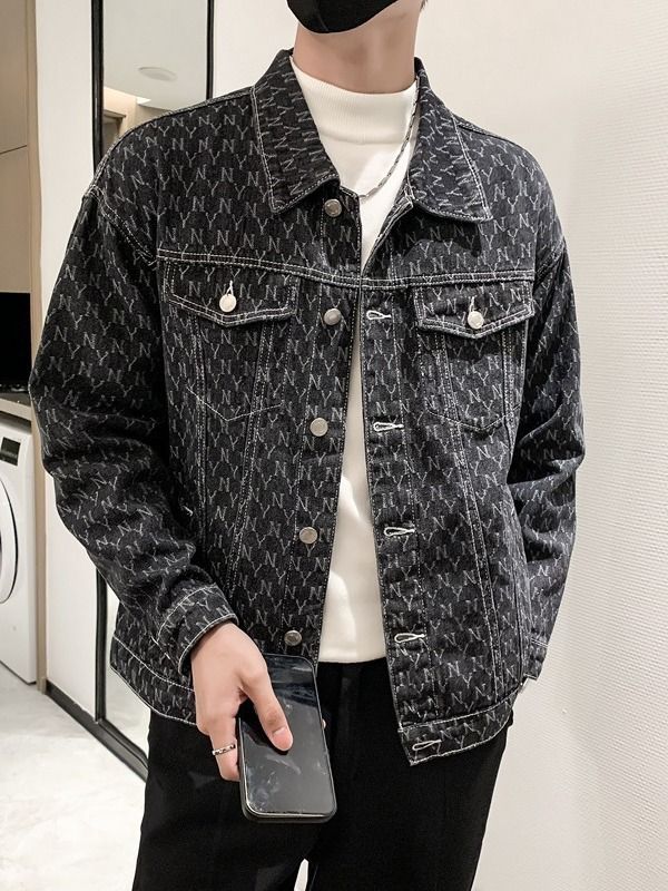 Men's Denim Jacket Casual Loose Fit Vintage Style Spring Autumn Fashion Outerwear For Teens & Young Adults_mkmklike.com