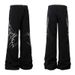 Men’s Streetwear Distressed Embroidered Jeans – Loose Straight Fit, Gothic Thorn Stitching, Unisex Appeal (Sizes M-2XL, Black, Washed Finish)_mkmklike.com