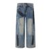 Spray Paint Dirty Wide-Leg Jeans Street Fashion Punk Men's Loose Design Deconstructed Patchwork Ripped Straight Long_mkmklike.com