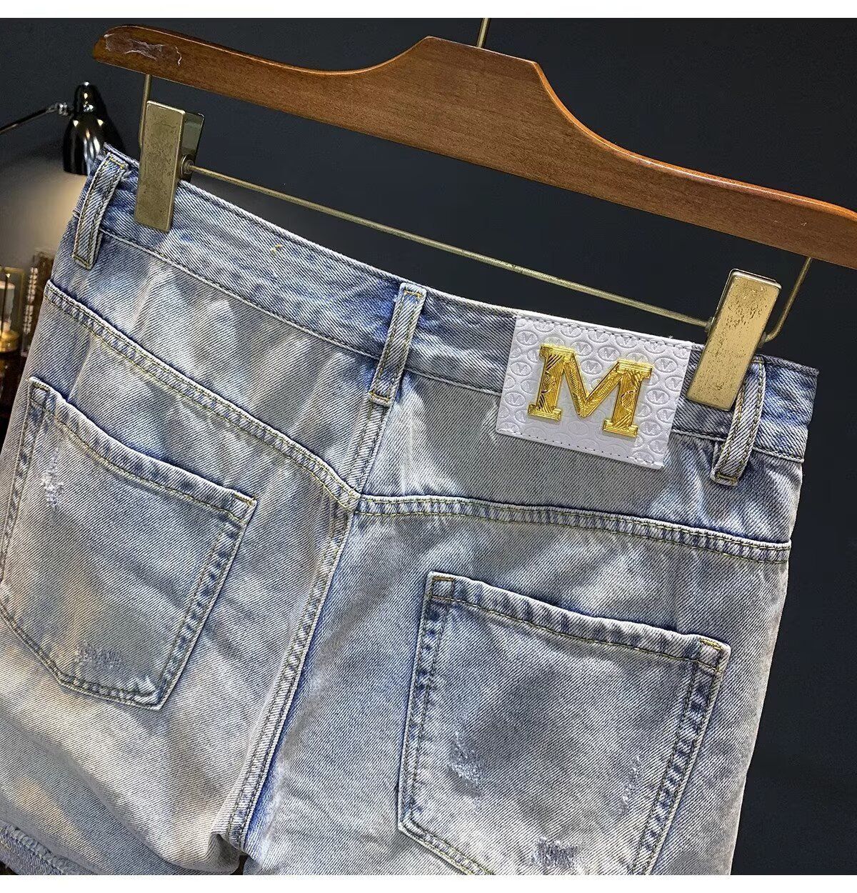 Men's Hong Kong Style Thin Denim Shorts Fashion Brand Summer Heavy Washed Trendy Clothing Beggar Hole Jeans_mkmklike.com