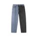 Color Blocked Lightweight Men's Jeans Loose Fit Plus Size Straight Leg Slim Casual Versatile Long Pants Summer Washed_mkmklike.com